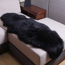 Large Double pelt black sheepskin rug 