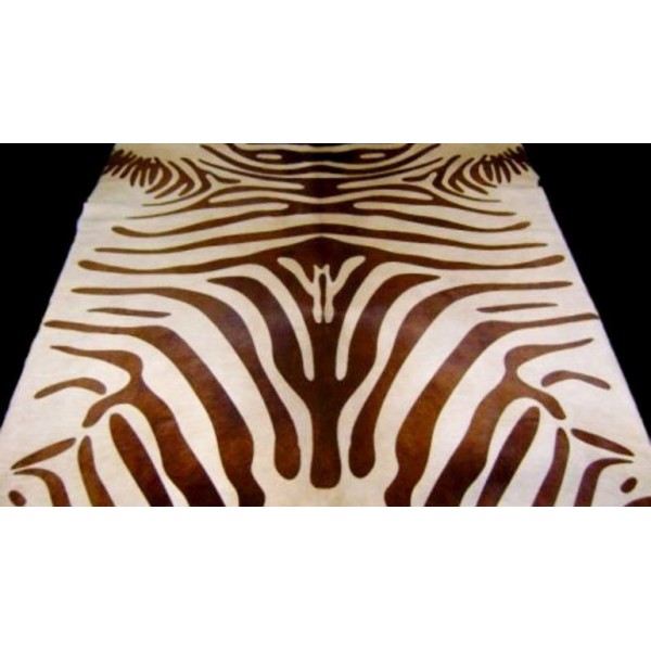 Designer Brown Zebra Print Cowhide Rugs, Brown Zebra Print Rug