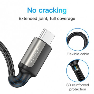 Kuulaa 65W PD USB Type-C Fast Charging Cell Mobile Phone Tablet Cable 1M Blue