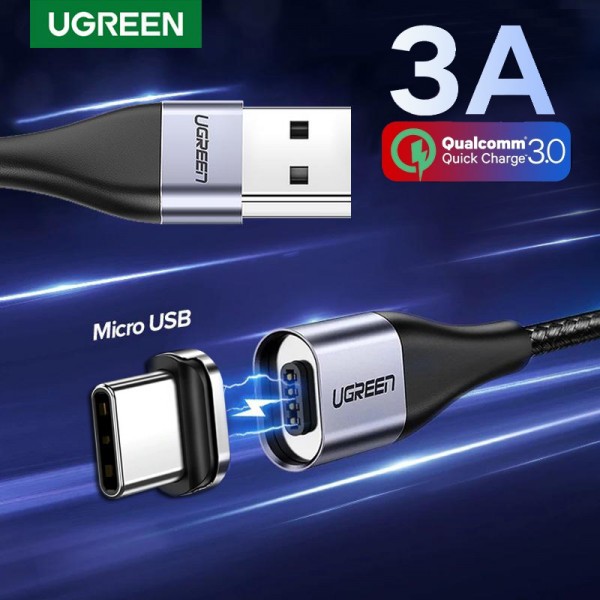 UGREEN Magnetic 3A Fast Charging Type-C Cable 1M Black 