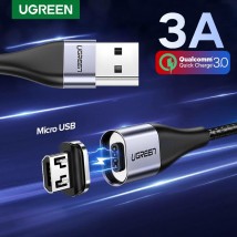 UGREEN 3A Magnetic Fast Charging Type-Micro Cell Mobile Phone Tablet Cable 1M Black
