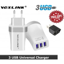 VOXLINK 21W 3 Ports Universal USB Wall Charger - White