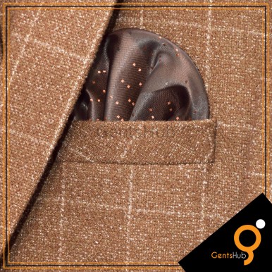 Brown with Orange Dot Style Silk Pocket Handkerchief for Men