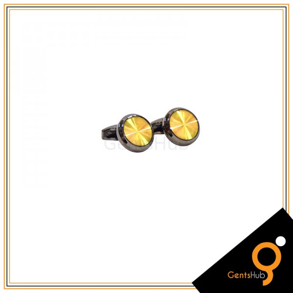 Cufflinks Blackish With Center Golden Acrylic for Men