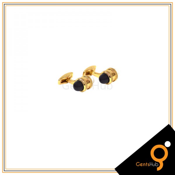 Cufflinks Capsule Style Golden with White Acrylic for Men