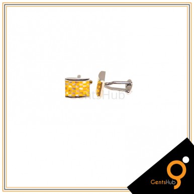 Cufflinks Yellow Checkered With Sterling Silver for Men
