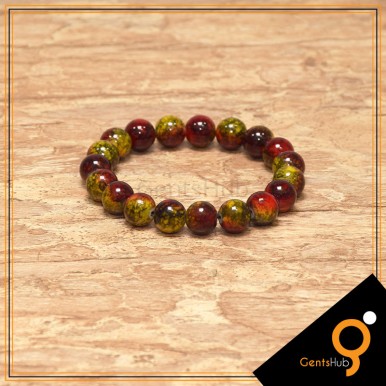 Olive and Maroon Texture Beads Bracelet