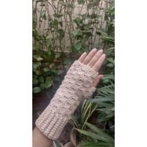 Knitted Beige Gloves 