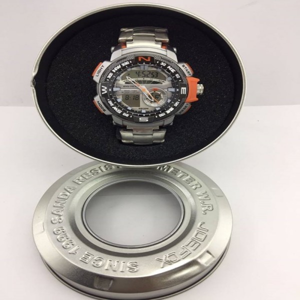 Steel watch with steel box watch Buyon.pk