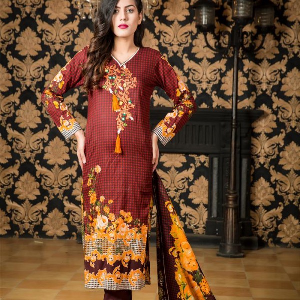 red colour lawn suit