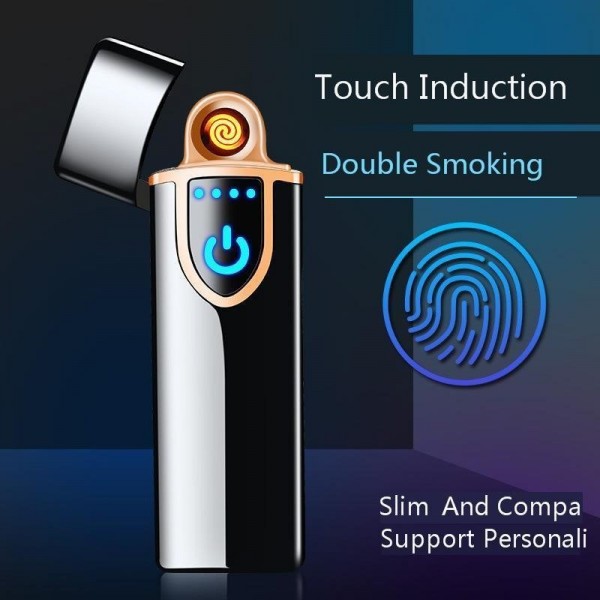 New Fingerprint Touch Usb Lighter Electric Lighters Metal Rechargeable