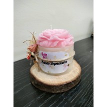 Pillar scented flower candles with log.