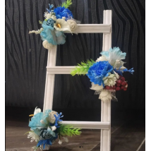 Handmade decorative blue floral ladders