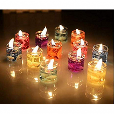 3 Pieces Romantic Home Decoration Gel Candle - Smokeless Jelly Tealight Candles in Glass Holder