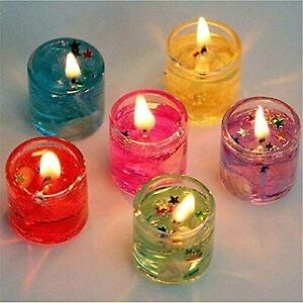 3 Pieces Romantic Home Decoration Gel Candle - Smokeless Jelly Tealight Candles in Glass Holder
