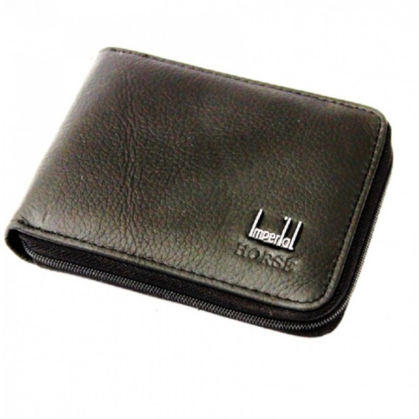 Fashionable Horse imperial zippered Leather Mens wallet (Black) Buyon.pk