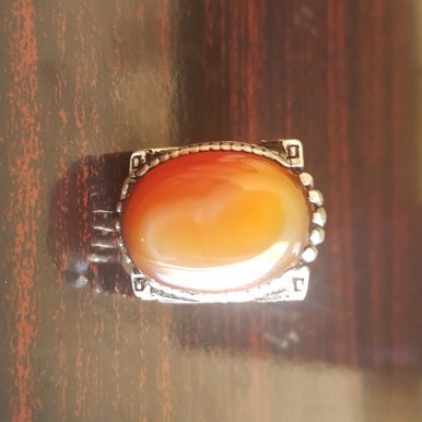 Silver Mens Ring With Natural Aqeeq