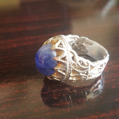 Man s Silver Ring with Natural Blue Sapphire 