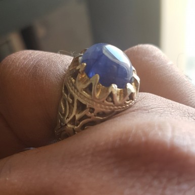 Man s Silver Ring with Natural Blue Sapphire 