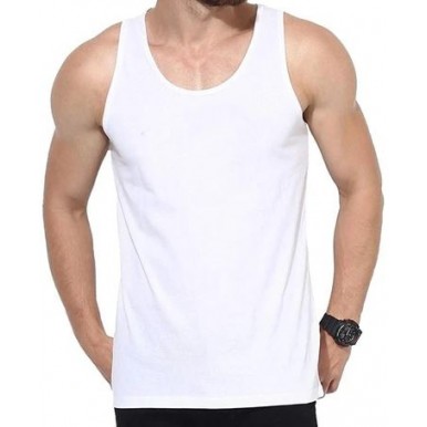 Sleeve less Men's Cotton vest medium size in white color