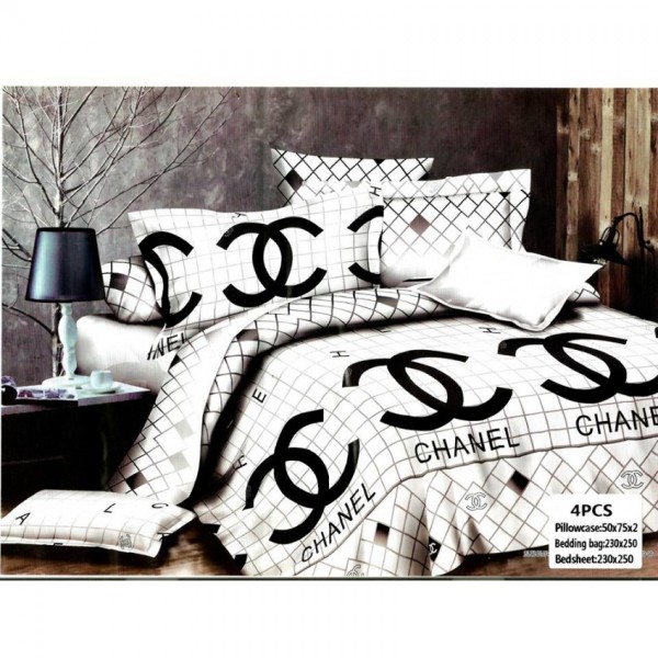 Chanel Branded Quilt Cover Set 4 Peices Buyon.pk