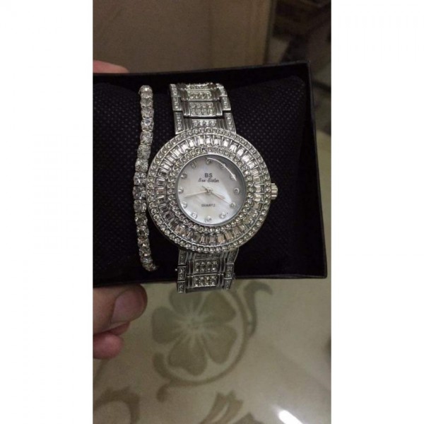 Crystal Silver watch for Her