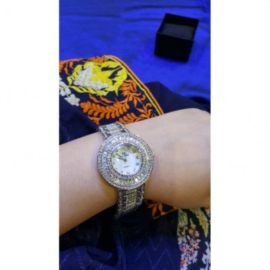 Crystal Silver watch for Her