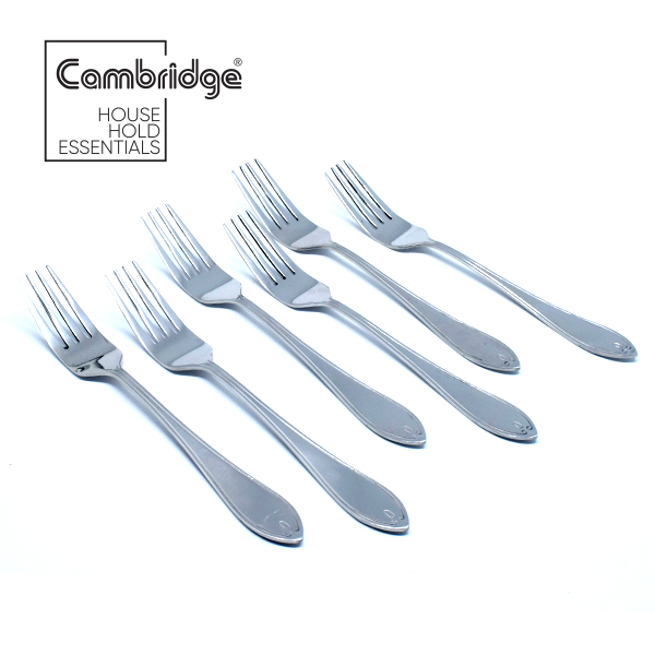 Cambridge DF0461 Dinner Fork/Table Fork,6 Forks Card Set Stainless Steel Design Fish Eye. Buyon.pk