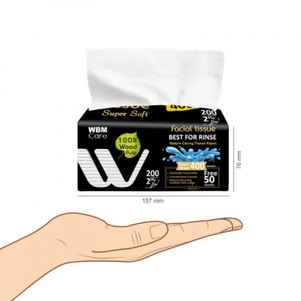 Buy WBM Care Super Soft 2 Ply Facial Tissue Medium sized Recyclable