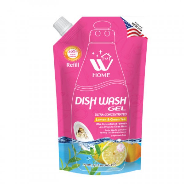 WBM Home Dish-Washing Gel Lemon and Green Tea Refill-ultra concentrated-400ml