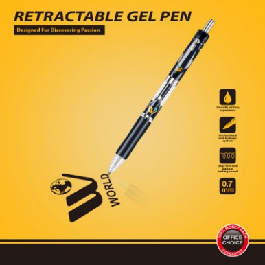 W World Retractable Smooth writing Gel Pen (2 Pcs)