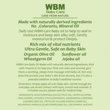 WBM Care Baby Oil Moisturizing Baby Massage Oil- 130 ml
