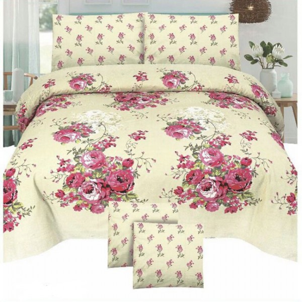 Multicolor Cotton King Size Bedsheet Set - 3pcs