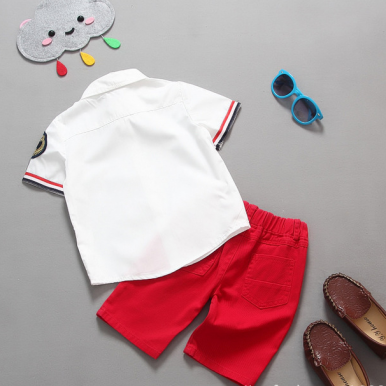 Baby boy dress White Half Sleeves Shirt with Red Shorts