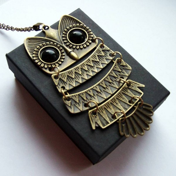 Bronze Owl Charm Necklace