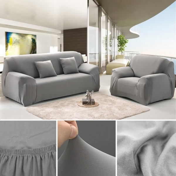 5 seater Fitted Sofa Cover (Standard Size) (Grey)
