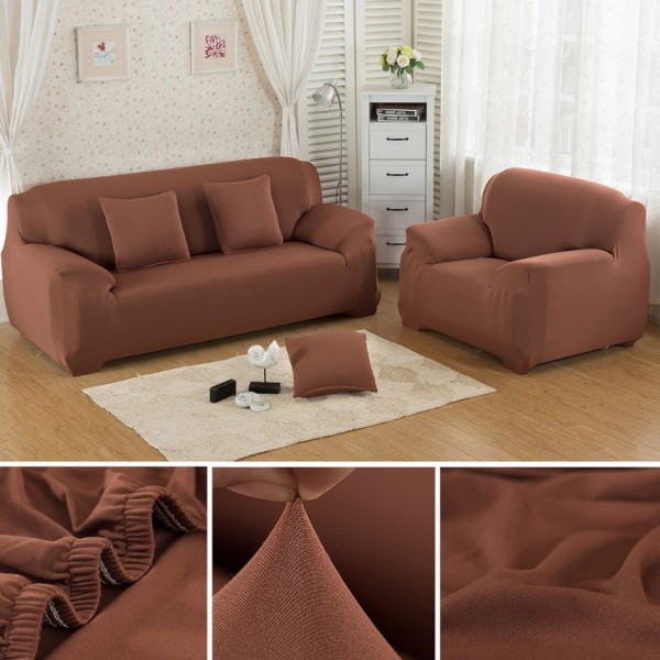 7 seater Fitted Sofa Cover Standard Size-Chocolate Brown