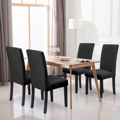 Dining Chair Covers- Pack of 6- Black