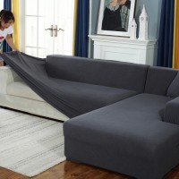 7 Seater L Shape Sofa Covers 3 Pieces- 3+3+Corner Set Cotton Jersey Stretchable Dust Proof
