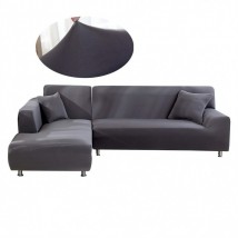 2 Pieces L Shape Sofa Covers for 3+3 - Grey