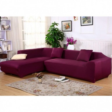 L-shape 3-3 seater Fitted Sofa Cover (Standard Size in magenta Color)