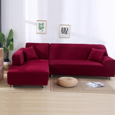 L-shape 3+3 seater Fitted Sofa Cover-Standard Size-Red