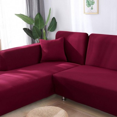 L-shape 4+3 seater Fitted Sofa Cover-Standard Size-Red