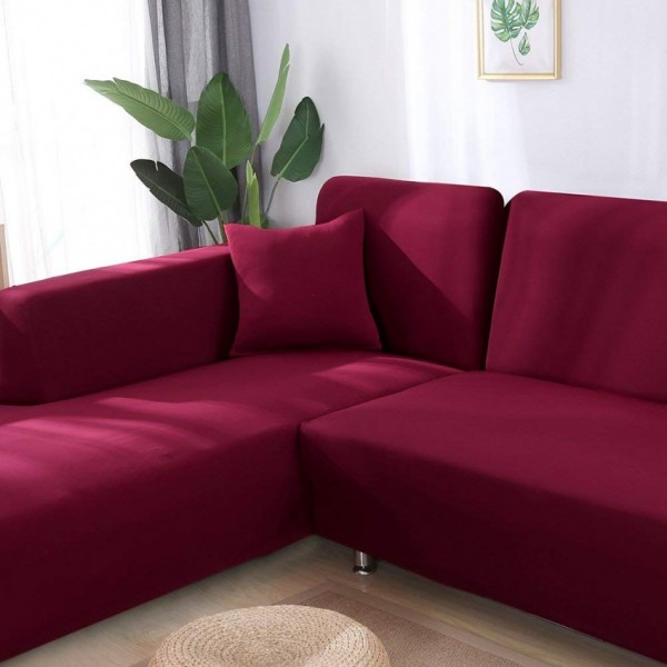Lshape 3+3 seater Fitted Sofa CoverStandard SizeRed Buyon.pk