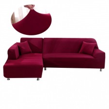 L-shape 3+3 seater Fitted Sofa Cover-Standard Size-Red