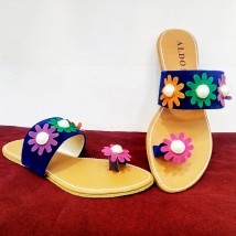 Ladies Slippers in Blue color with flowers