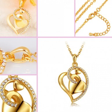 18k Gold Heart Love Crystal Pendant Eid special Gift