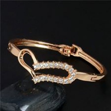 Love Heart full crystal Gold Plated Bangles Bracelet 