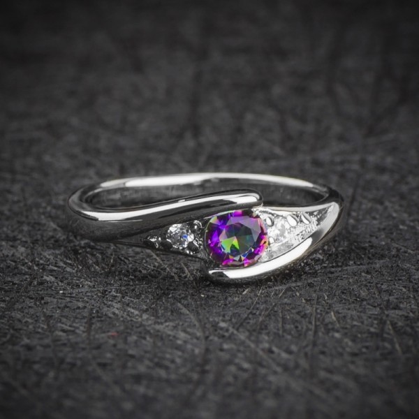 Hot Sale Colorful CZ Silver Ring