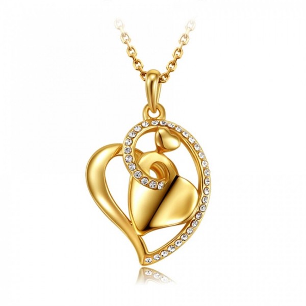 18k Gold Heart Love Crystal Pendant Eid special Gift